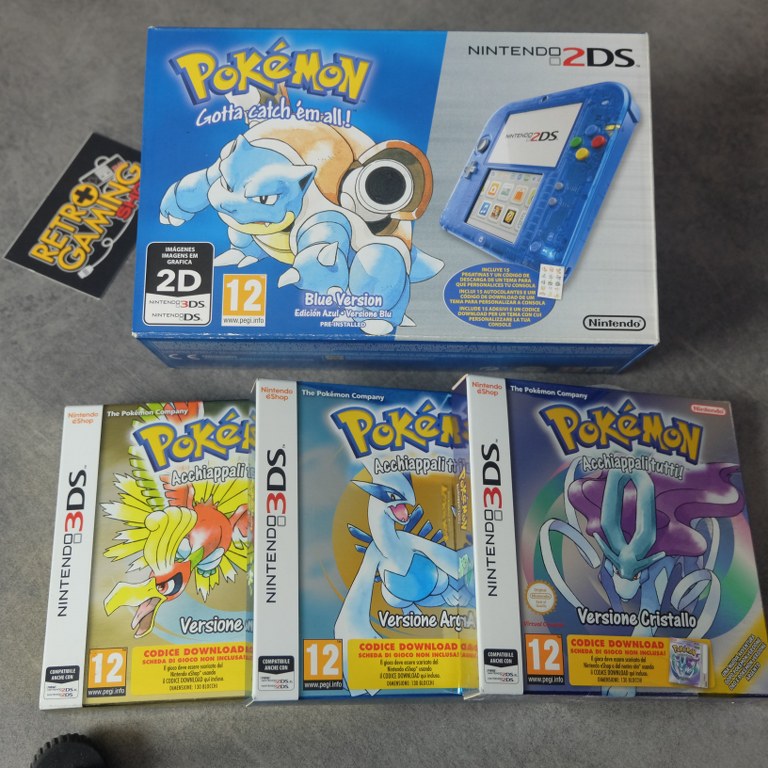 Nintendo 2ds Pokemon Blue Version + Pokemon Oro/Argento/Cristallo